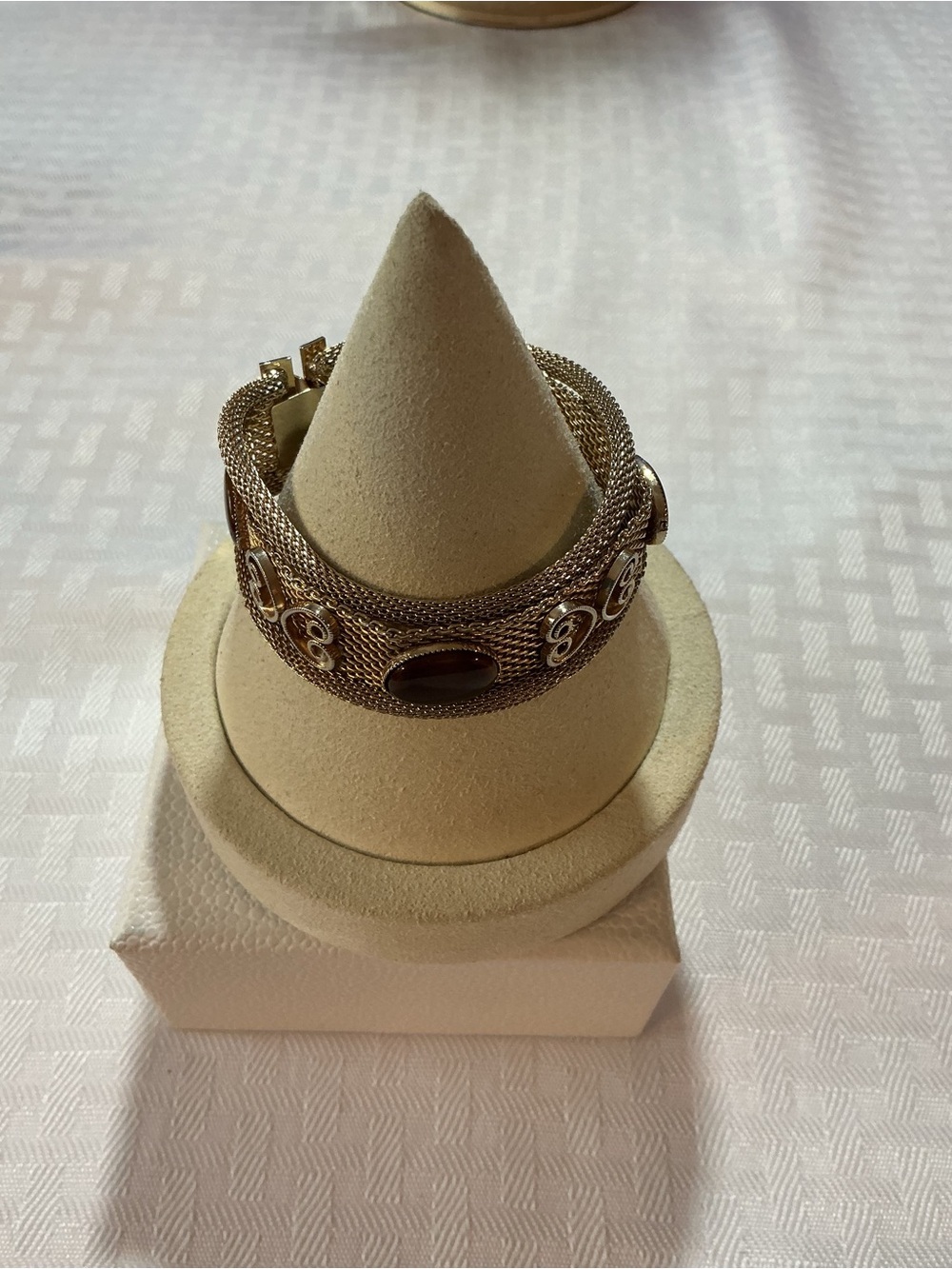 Vintage Mexican Gold Tone Mesh Slider Bracelet
